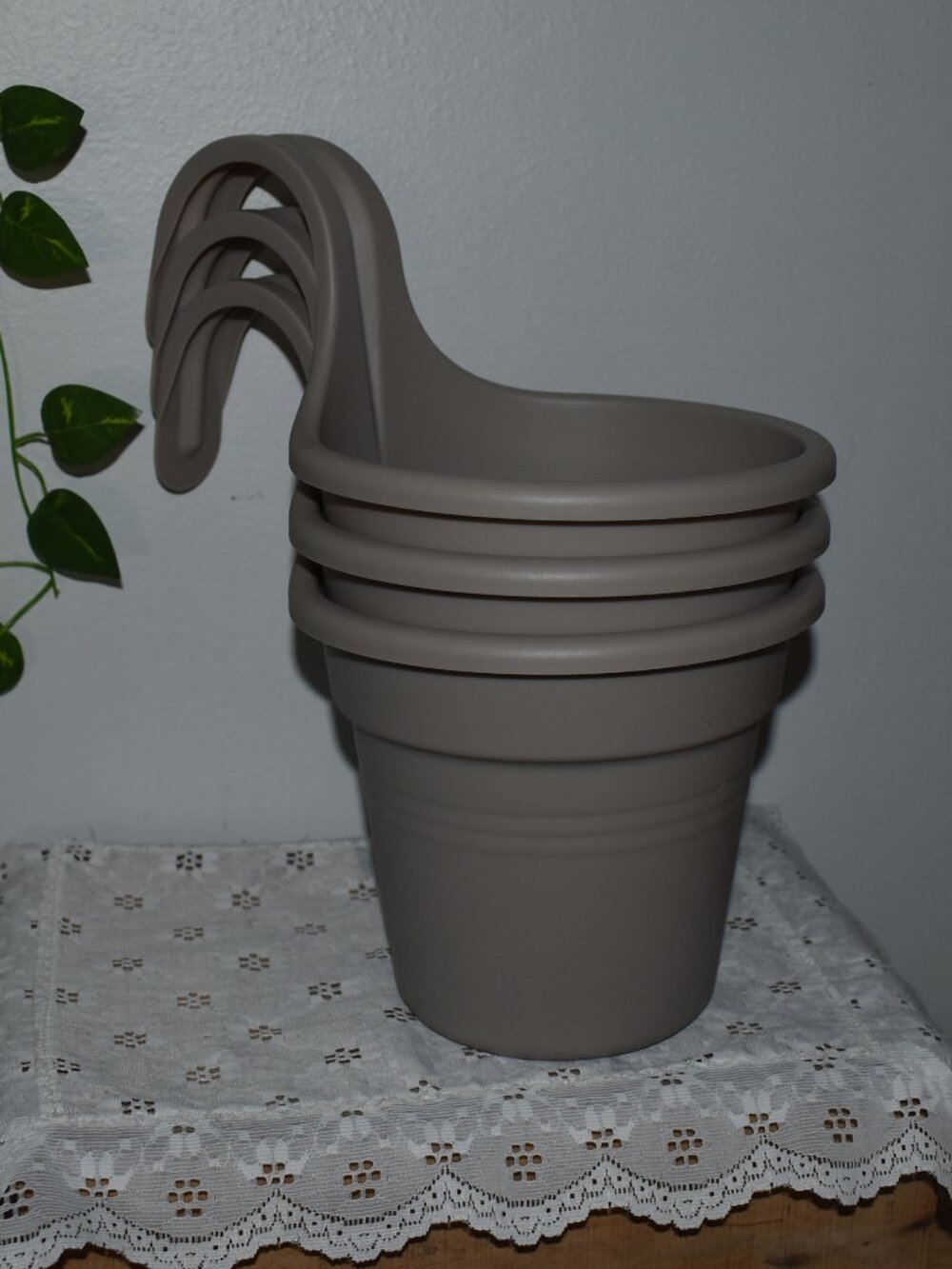 Set of Three Over The Railing Deck Flower Pot Planter lot